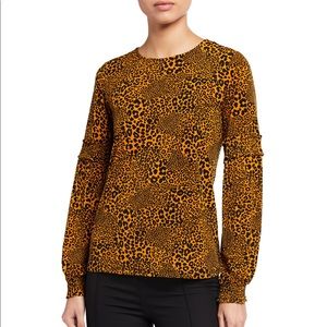 NWT Michael Kors Printed Smocked Sleeve Top